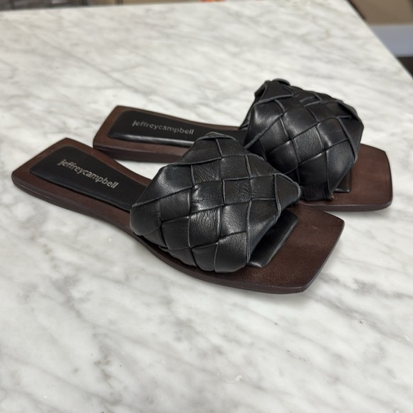 Sam Edelman Black Leather Woven SLip On Flats Size 37 - Picture 2 of 8